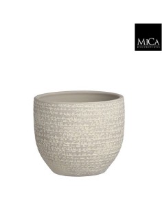 COPRIVASO in Ceramica Tondo: Finitura Texturizzata Grigia