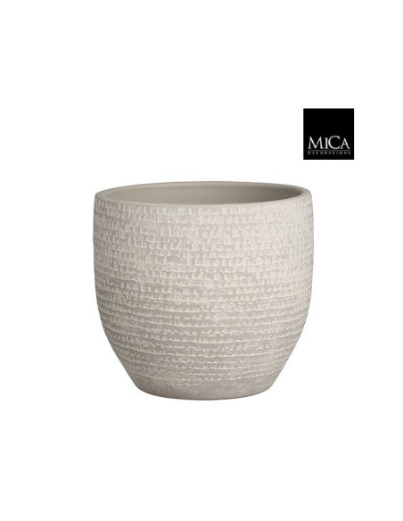 COPRIVASO in Ceramica Tondo: Finitura Texturizzata Grigia