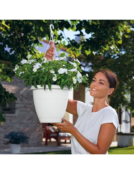 VASO PENSILE (flow) Bianco Moderno per Balcone e Giardino