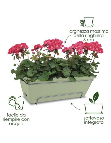 Barcelona Allin1 50 cm Elho: Set Fioriera e Ganci Completo