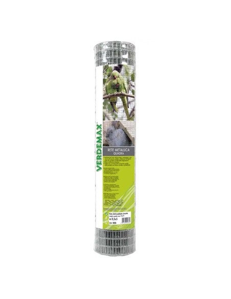 Rete Quadra Metallica Zincata Verdemax 1x5m Maglia 12,7mm