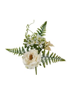 Rosa artificiale 30 cm con foglie di felce |Decorazione Casa