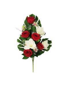 Magnolia e Rose artificiali 60 cm | Decorazione Casa