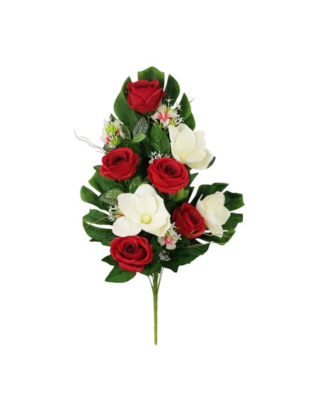 Magnolia e Rose artificiali 60 cm | Decorazione Casa