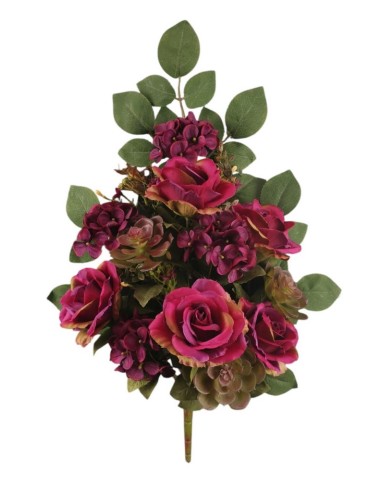Rose, Ortensie ed Echeveria artificiali 59 cm | Decorazione