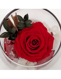 ROSA STABILIZZATA in BOCCIA DI VETRO diametro 16 cm - RED 2