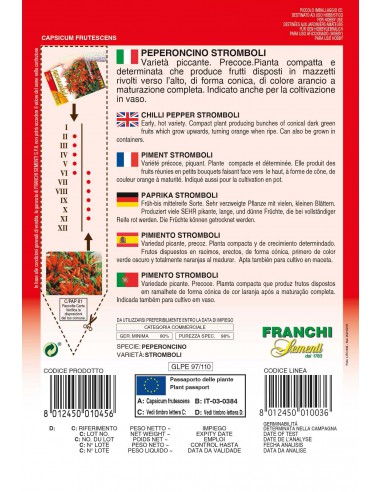 SEMI DI PEPERONCINO STROMBOLI frutti conici arancioni