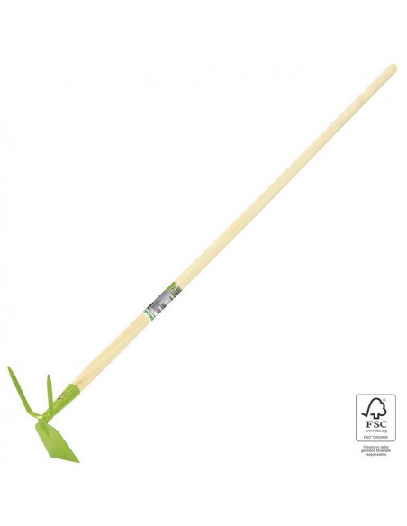 ZAPPETTA QUADRATA E BIDENTE MANICO IN LEGNO 130 CM