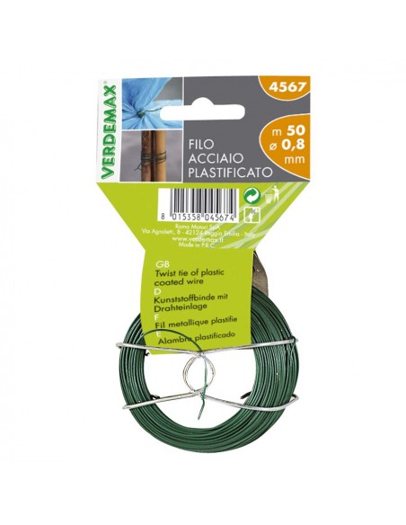 FILO TONDO ACCIAIO PLASTIFICATO BOBINA METRI 50
