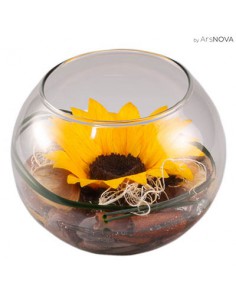BOCCIA VETRO D 16 CM GIRASOLE CON BEAR GRASS PACKAGING