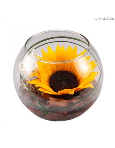 BOCCIA VETRO D 12 CM GIRASOLE CON BEAR GRASS PACKAGING