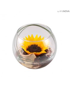BOCCIA VETRO D 10 CM GIRASOLE CON BEAR GRASS PACKAGING