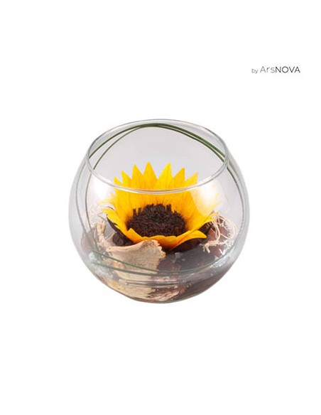 BOCCIA VETRO D 10 CM GIRASOLE CON BEAR GRASS PACKAGING
