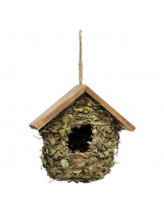Casetta Uccellini Legno e Foglie 18x17 cm | Verdemax Natura