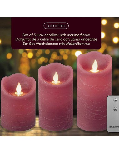 CANDELA BORDEAUX CON EFFETTO FIAMMA ONDULANTE A LED  BO INDOOR  MIX DIA7.50-H15.00CM-1L