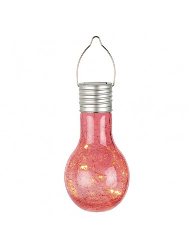 ILLUMINAZIONE LUCE SOLARE DA GIARDINO IN VETRO ROSSO DIA9.00-H17.00CM-8L