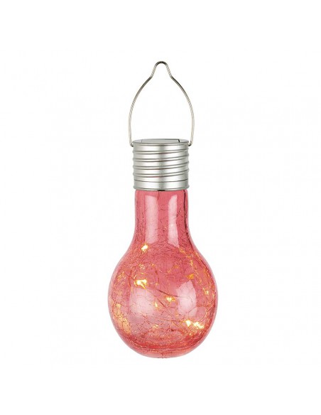 ILLUMINAZIONE LUCE SOLARE DA GIARDINO IN VETRO ROSSO DIA9.00-H17.00CM-8L