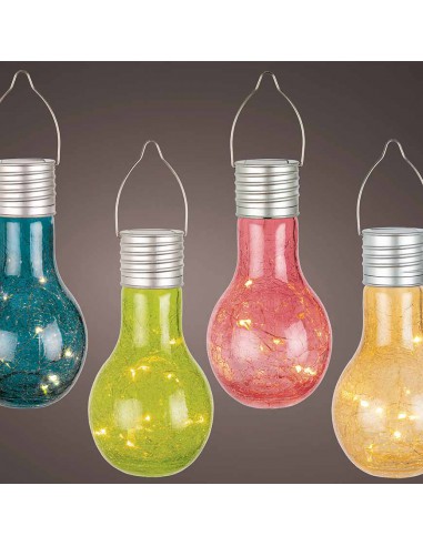 ILLUMINAZIONE LUCE SOLARE DA GIARDINO IN VETRO ROSSO DIA9.00-H17.00CM-8L