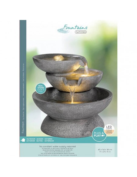 FONTANA DA ESTERNO A LED 3 CIOTOLE  43X54X38CM