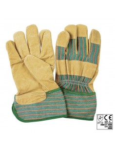 GUANTI GIARDINO PELLE+TELA RIGATA MISURA XL