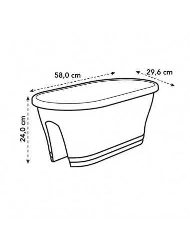 VASO FIORIERA DA BALCONE DIMENS. 60 CM - BIANCO