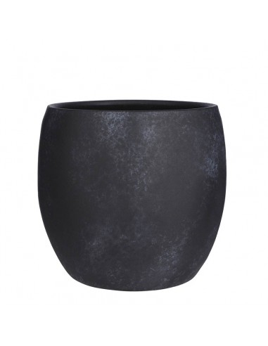 COPRIVASO CERAMICA LESTER POT ROUND BLACK STONE - H31XD33CM