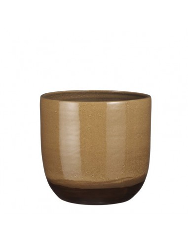 COPRIVASO CERAMICA NORA POT ROUND OCHRE GLAZE - H27XD30CM