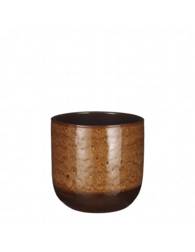 COPRIVASO CERAMICA NORA POT ROUND OCHRE GLAZE - H24XD25CM