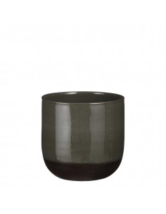 COPRIVASO CERAMICA NORA POT ROUND GREEN GLAZE - H24XD25CM