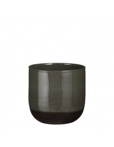 COPRIVASO CERAMICA NORA POT ROUND GREEN GLAZE - H24XD25CM