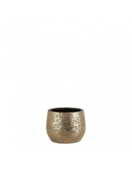 COPRIVASO CERAMICA CLEMENTE POT ROUND GOLD - H15,5XD19,5CM