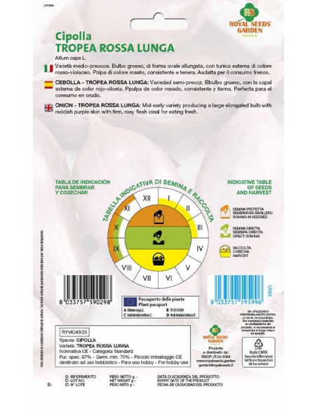 SEMI CIPOLLA TROPEA ROSSA LUNGA, Sapore dolce