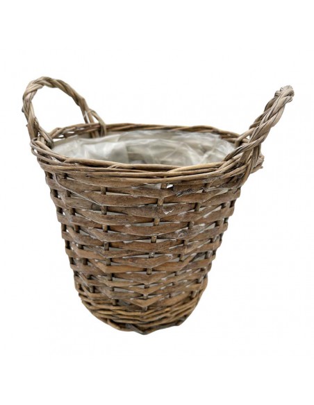 CESTO IN VIMINE CON MANICI COLORE GRIGIO/MARRONE