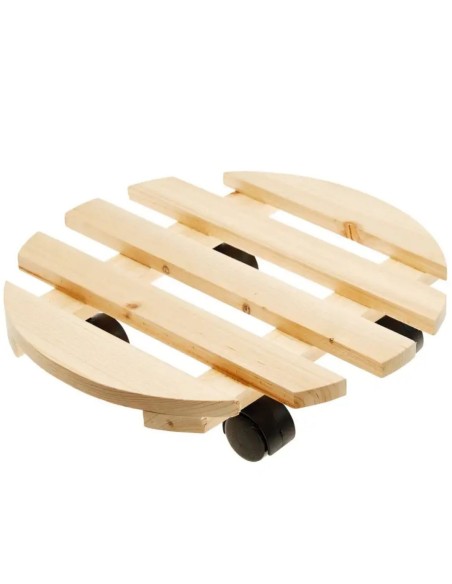 TROLLEY ROTONDO IN LEGNO 4 RUOTE CON BLOCCAGGIO