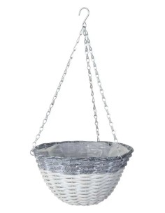 VASO BASKET BIANCO/GRIGIO CON SUPPORTO 30 CM