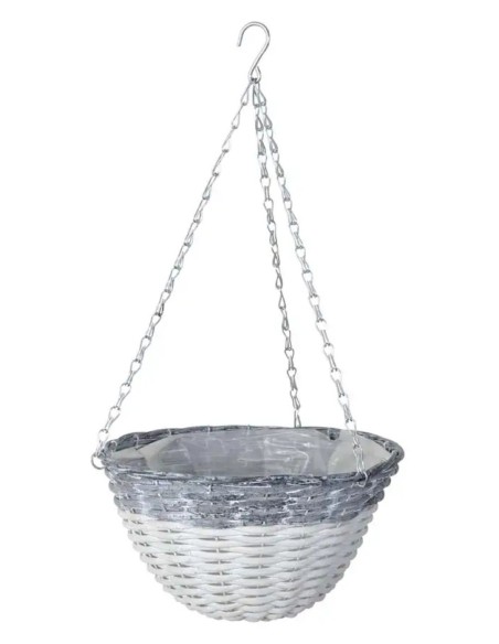 VASO BASKET BIANCO/GRIGIO CON SUPPORTO 30 CM
