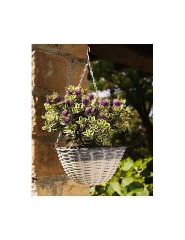 VASO BASKET BIANCO/GRIGIO CON SUPPORTO 30 CM