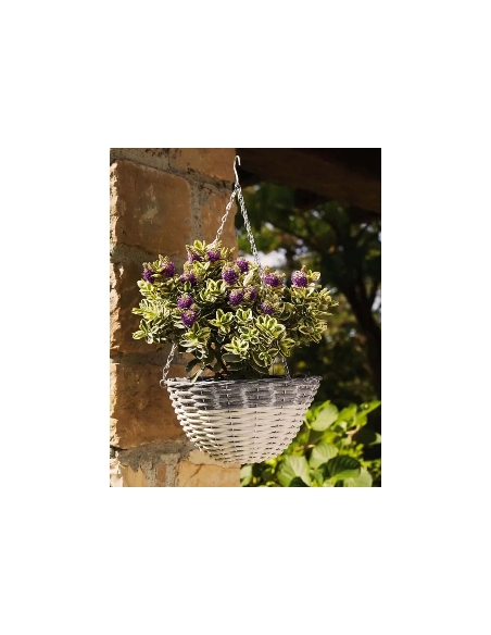 VASO BASKET BIANCO/GRIGIO CON SUPPORTO 30 CM